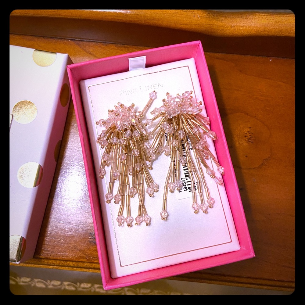 Darling Beaded earrings, pink and gold.